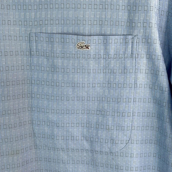 LACOSTE Mens Button Up Dress Shirt Light Blue Long Sleeve Logo Preppy 40 (M) - Picture 5 of 15